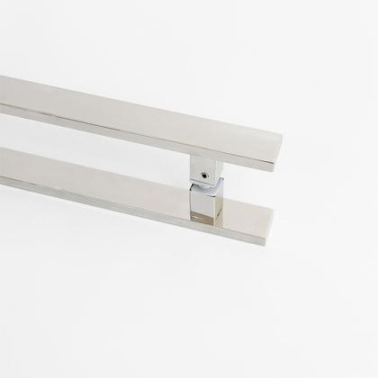 Imagem de Puxador Porta Duplo Em Aço Inox 40cm Modelo Flat Economy