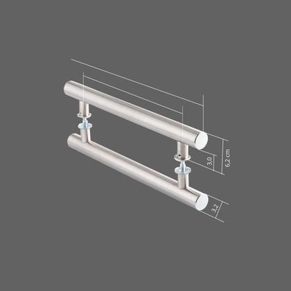 Imagem de Puxador Porta Pivotante Duplo Inox Tubular 75cm