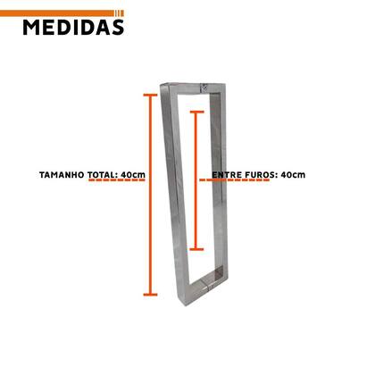Imagem de Puxador Porta Pivotante Portão Madeira Alumínio Vidro Inox 304 40cm U