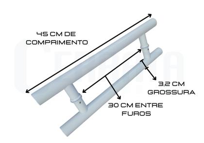 Imagem de Puxador Redondo Cilindrico Inox Branco 45 cm x 30 cm E. Furos Portas de Correr, Madeira, Vidro