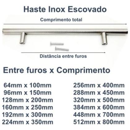 Imagem de Puxador Redondo Haste Inox Escovado 128mm 25 Peças Gavetas