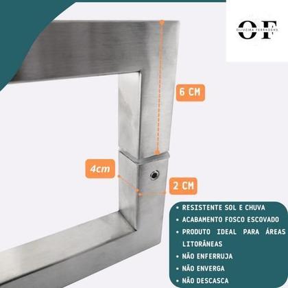 Imagem de Puxador U Em Aço Inox De 80Cm - Polido E Escovado