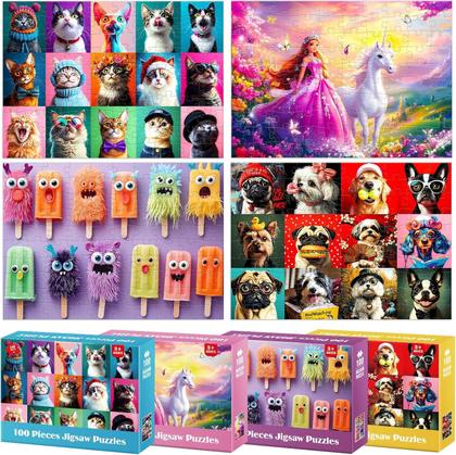 Imagem de Puzzle BraniacBits, 100 peças, pacote com 4 crianças de 4 a 6, 6, 8 a 10 anos