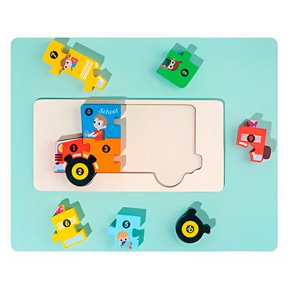 Imagem de Puzzle Didático De Madeira Colorida Que Estimula Raciocínio Lógico E Coordenação