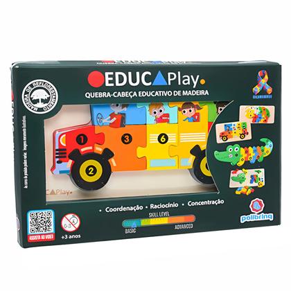 Imagem de Puzzle Didático De Madeira Colorida Que Estimula Raciocínio Lógico E Coordenação