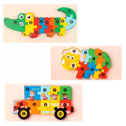 Imagem de Puzzle Didático De Madeira Colorida Que Estimula Raciocínio Lógico E Coordenação
