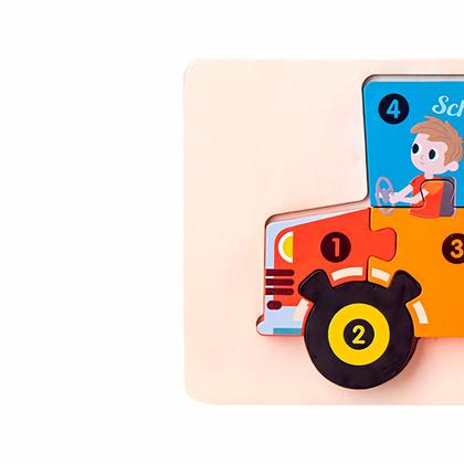 Imagem de Puzzle Didático De Madeira Colorida Que Estimula Raciocínio Lógico E Coordenação