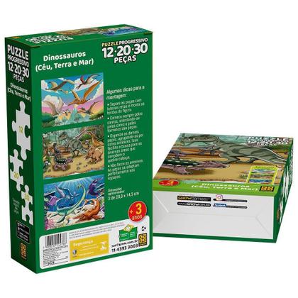Imagem de Puzzle Progressivo Dinossauros - Céu, Terra E Mar