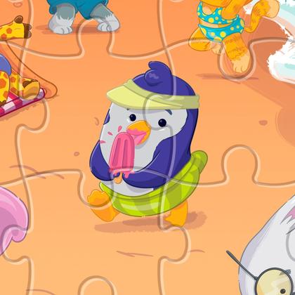 Imagem de Puzzle Quebra Cabeça Infantil Bichos Em Férias De Madeira 30 Peças Grandes Nig Brinquedos