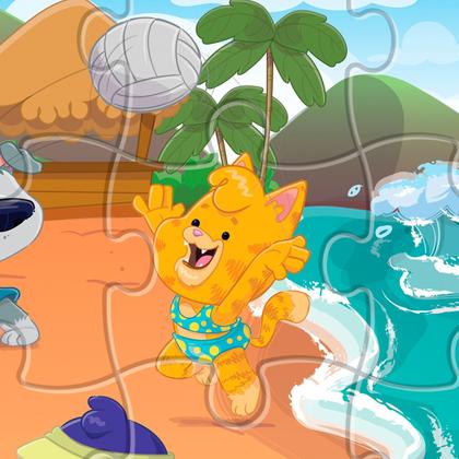 Imagem de Puzzle Quebra Cabeça Infantil Bichos Em Férias De Madeira 30 Peças Grandes Nig Brinquedos