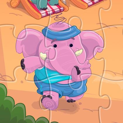 Imagem de Puzzle Quebra Cabeça Infantil Bichos Em Férias De Madeira 30 Peças Grandes Nig Brinquedos