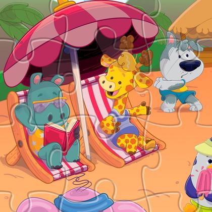 Imagem de Puzzle Quebra Cabeça Infantil Bichos Em Férias De Madeira 30 Peças Grandes Nig Brinquedos