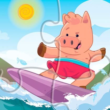 Imagem de Puzzle Quebra Cabeça Infantil Bichos Em Férias De Madeira 30 Peças Grandes Nig Brinquedos