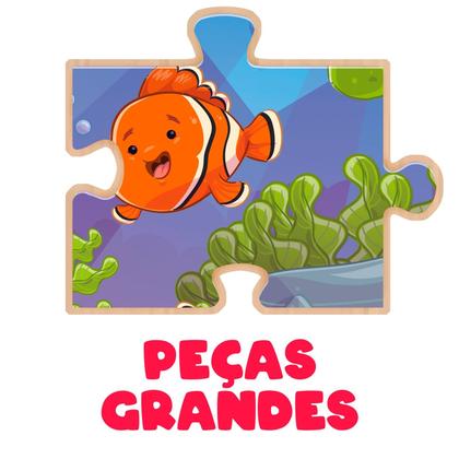 Imagem de Puzzle Quebra Cabeça Infantil Gigante Peixes Visita Ao Aquário Em Madeira 16 Peças Grandes Nig Brinquedos