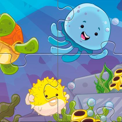 Imagem de Puzzle Quebra Cabeça Infantil Gigante Peixes Visita Ao Aquário Em Madeira 16 Peças Grandes Nig Brinquedos