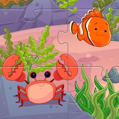 Imagem de Puzzle Quebra Cabeça Infantil Gigante Peixes Visita Ao Aquário Em Madeira 16 Peças Grandes Nig Brinquedos