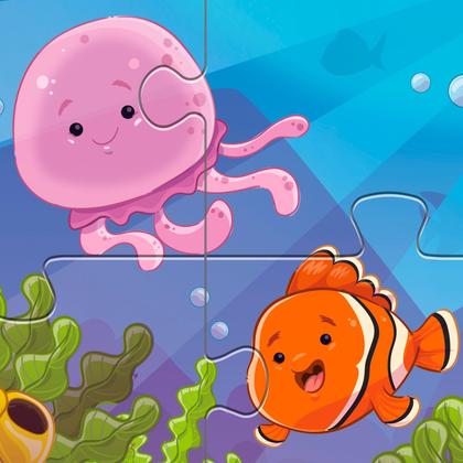 Imagem de Puzzle Quebra Cabeça Infantil Gigante Peixes Visita Ao Aquário Em Madeira 16 Peças Grandes Nig Brinquedos