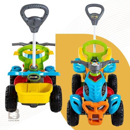 Imagem de Quadriciclo Carrinho de Passeio Com Pedal Andador Infantil Com Empurrador Jipe Totoka Bebê Criança
