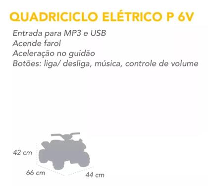 Imagem de Quadriciclo Elétrico Infantil Cinza Bel Luz Som Até 20 Kg