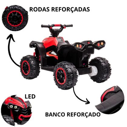 Imagem de Quadriciclo Elétrico Infantil Vermelho Mini Menino Menina 6v