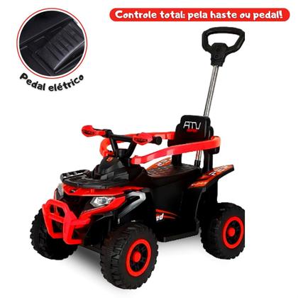Imagem de Quadriciclo Passeio Elétrico Infantil Haste Direcionável Bateria 6V