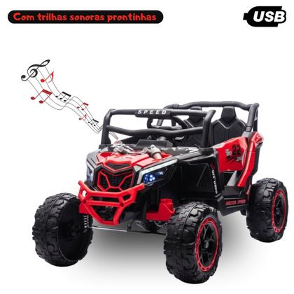 Imagem de Quadriciclo UTV Carro Elétrico Infantil 12v Com Luz de Led Música Buzina
