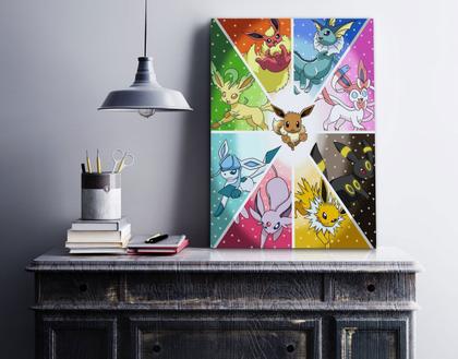 Imagem de Quadro A3 em MDF Pokemon Eevee Evoluçoes - Placa