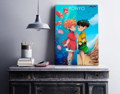 Imagem de Quadro A4 em MDF Ponyo 001 Stugio Ghibli - Placa