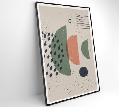 Imagem de Quadro Abstrato Círculo, Pontos e Meia Lua