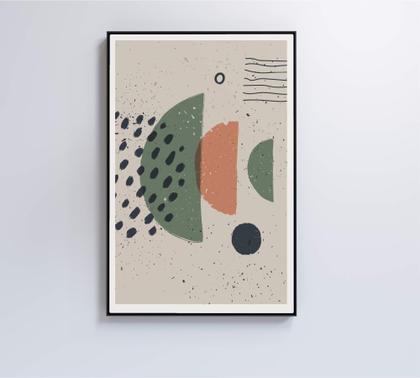 Imagem de Quadro Abstrato Círculo, Pontos e Meia Lua