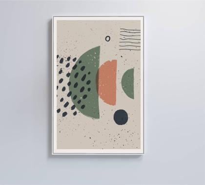 Imagem de Quadro Abstrato Círculo, Pontos e Meia Lua