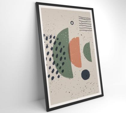 Imagem de Quadro Abstrato Círculo, Pontos e Meia Lua