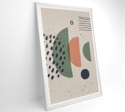 Imagem de Quadro Abstrato Círculo, Pontos e Meia Lua