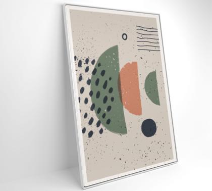 Imagem de Quadro Abstrato Círculo, Pontos e Meia Lua