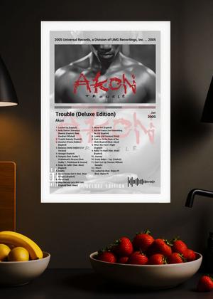 Imagem de Quadro Akon Trouble (Deluxe Edition) (Light) Com Vidro Branca Tamanho:21cm x 30cm (A4)