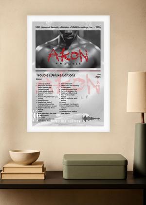 Imagem de Quadro Akon Trouble (Deluxe Edition) (Light) Com Vidro Branca Tamanho:21cm x 30cm (A4)