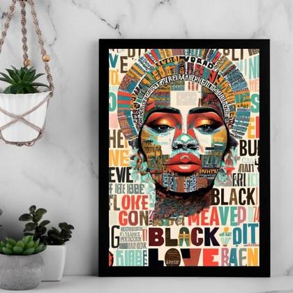 Imagem de Quadro Arte Mulher - Black Love 24x18cm - com vidro