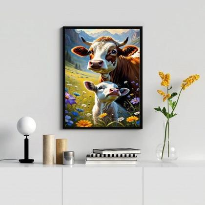 Imagem de Quadro Arte Vaca Com Bezerro 33x24cm