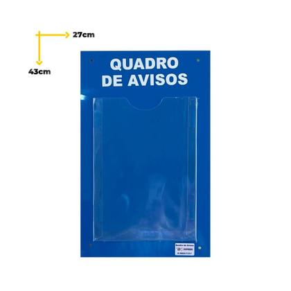 Imagem de Quadro Aviso e Gestão Á Vista 1 Display A4 ACM Azul Telecom Painel Mural Recados Lembretes Organização Profissional Parede Empresa Industria