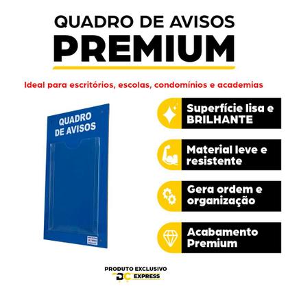 Imagem de Quadro Aviso e Gestão Á Vista 1 Display A4 ACM Azul Telecom Painel Mural Recados Lembretes Organização Profissional Parede Empresa Industria