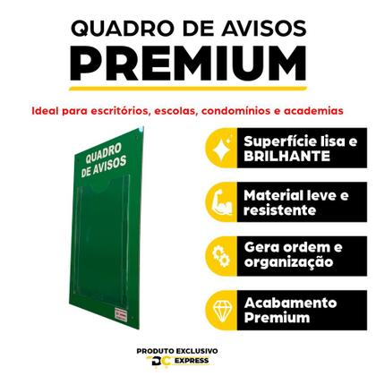 Imagem de Quadro Aviso e Gestão Á Vista 1 Display A4 ACM Verde Painel Mural Recados Lembretes Profissional Parede Organização Empresa Escritório Academia