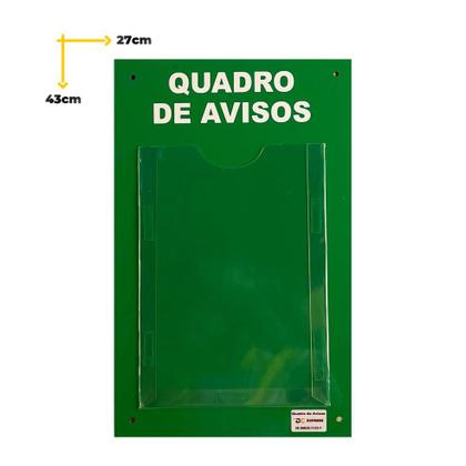 Imagem de Quadro Aviso e Gestão Á Vista 1 Display A4 ACM Verde Painel Mural Recados Lembretes Profissional Parede Organização Empresa Escritório Academia