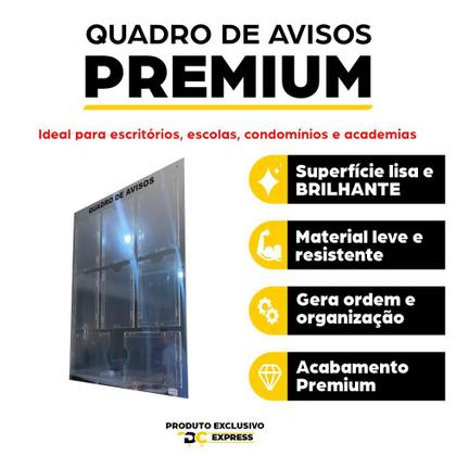 Imagem de Quadro Aviso E Gestão Á Vista Premium 8 Displays A4 ACM Prata Espelhado Organização Painel Mural Recados Lembretes Empresa Escritório Academia