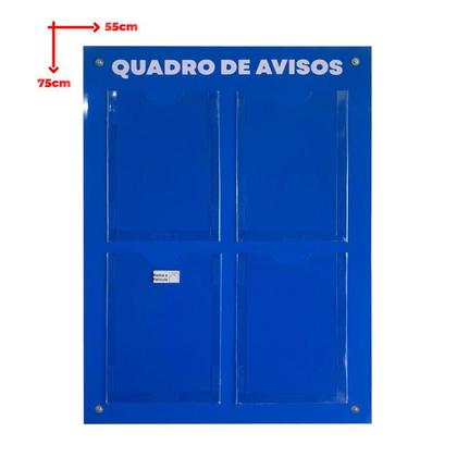 Imagem de Quadro Aviso Gestão 4 Displays Transparente A4 Acm Azul