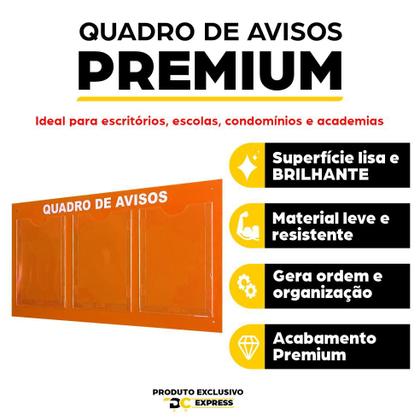 Imagem de Quadro Aviso Gestão Á Vista 3 Displays A4 ACM Laranja