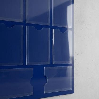 Imagem de Quadro Aviso Gestão à Vista 8 Displays A4 ACM Azul Organização Profissional Comunicação Interna Parede Escritório Empresa Painel Recado Lembrete Mural