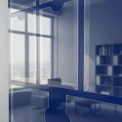 Imagem de Quadro Aviso Gestão à Vista 8 Displays A4 ACM Azul Organização Profissional Comunicação Interna Parede Escritório Empresa Painel Recado Lembrete Mural