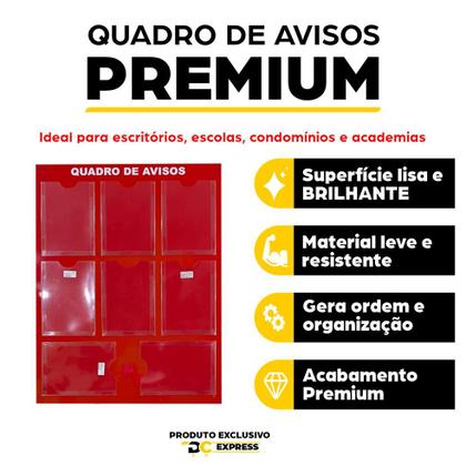 Imagem de Quadro Aviso Gestão à Vista 8 Displays A4 em ACM Vermelho Mural Informativo Painel Recados Lembretes Organização Parede Empresa Escritório Condomínio