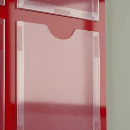 Imagem de Quadro Aviso Gestão à Vista 8 Displays A4 em ACM Vermelho Mural Informativo Painel Recados Lembretes Organização Parede Empresa Escritório Condomínio