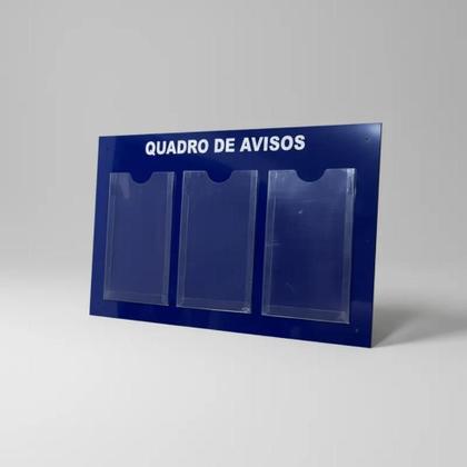Imagem de Quadro Aviso Gestão Á Vista Informativo 3 Displays A4 Acm Azul Profissional Painel Porta Folhas Lembretes Recado Parede Empresa Escritório Condomínio